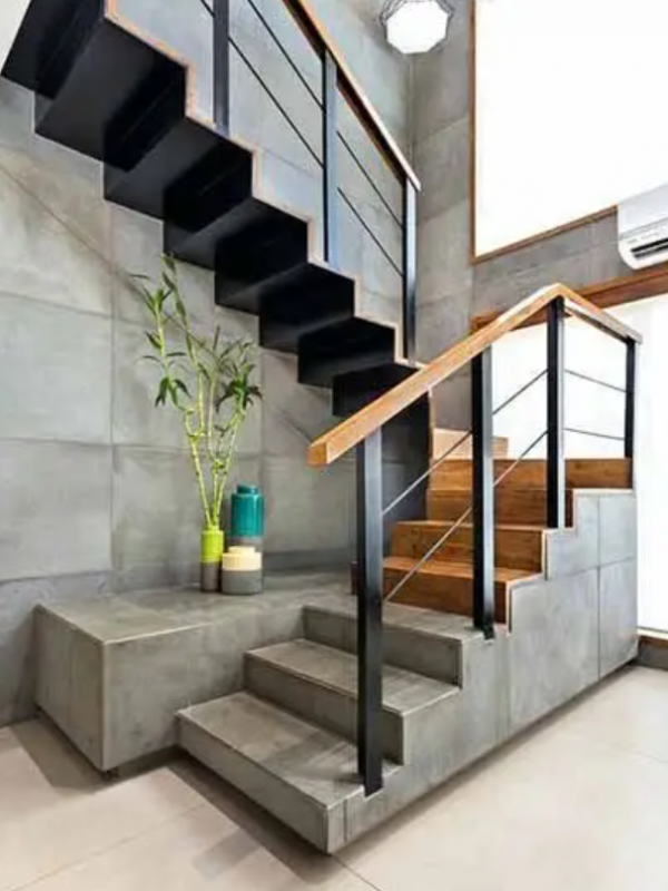 Tangga beton bertingkat dengan tampilan klasik